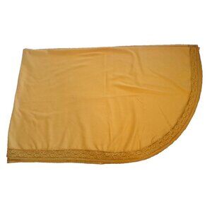 Vintage Harvest Gold Tablecloth Oval Lace Edge Knit Mid Century Cottage 64x100